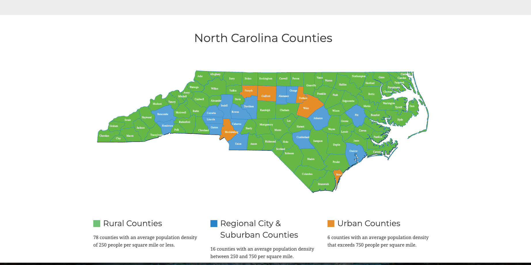 north carolina map of counties